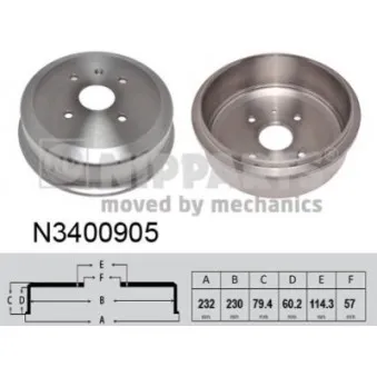 Tambour de frein NIPPARTS N3400905