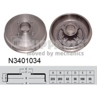 Tambour de frein NIPPARTS N3401034