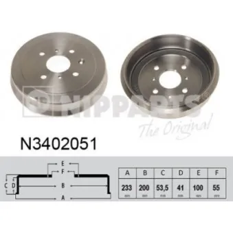 Tambour de frein NIPPARTS N3402051