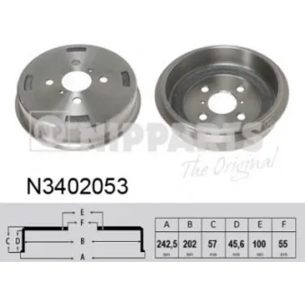 Tambour de frein NIPPARTS N3402053