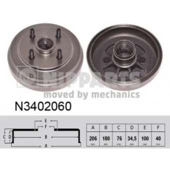 Tambour de frein NIPPARTS N3402060