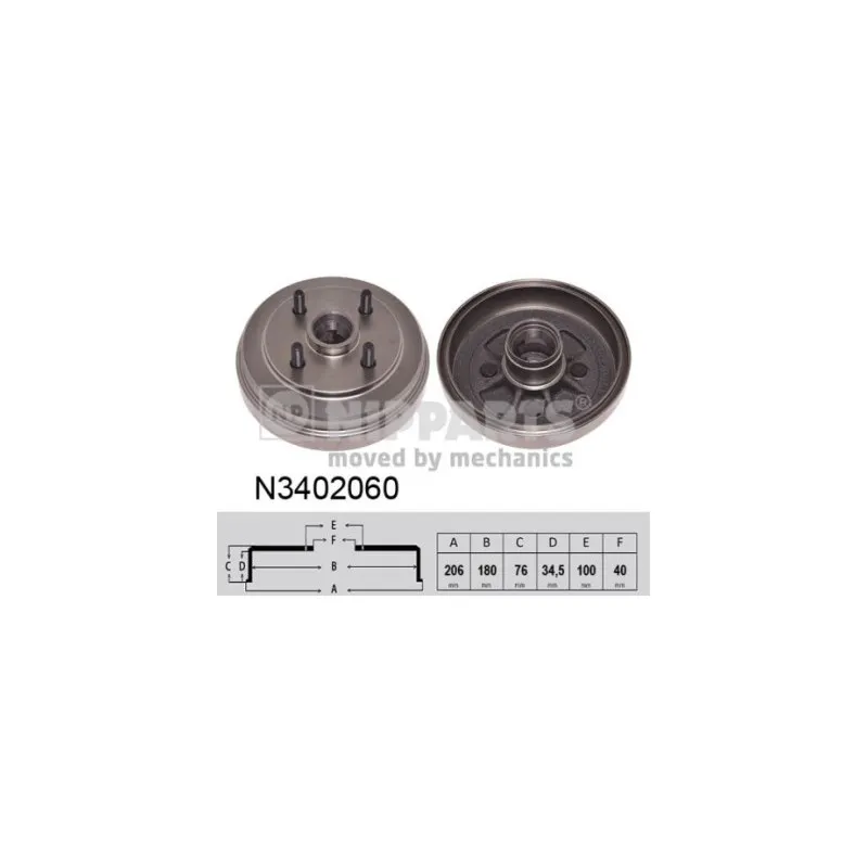 Tambour de frein NIPPARTS N3402060