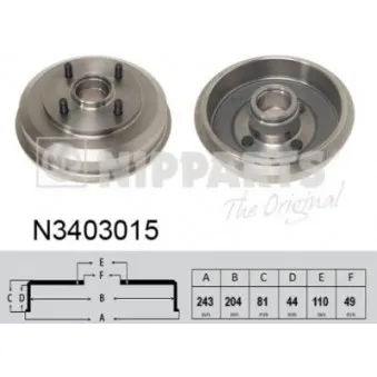 Tambour de frein NIPPARTS N3403015