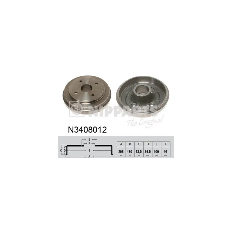 Tambour de frein NIPPARTS N3408012