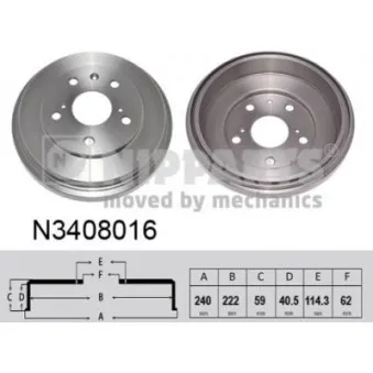 Tambour de frein NIPPARTS N3408016