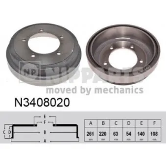 Tambour de frein NIPPARTS N3408020