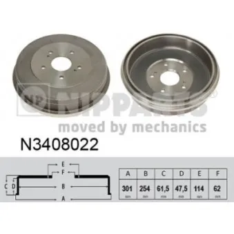 Tambour de frein NIPPARTS N3408022