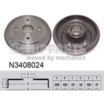 Tambour de frein NIPPARTS N3408024