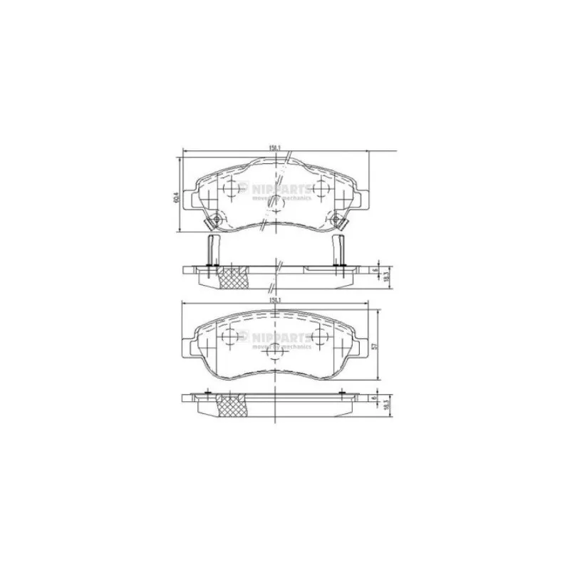 Jeu de 4 plaquettes de frein avant NIPPARTS N3604066