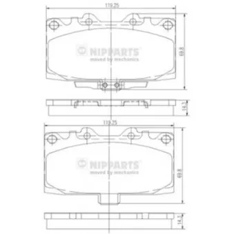 Jeu de 4 plaquettes de frein avant NIPPARTS N3607022