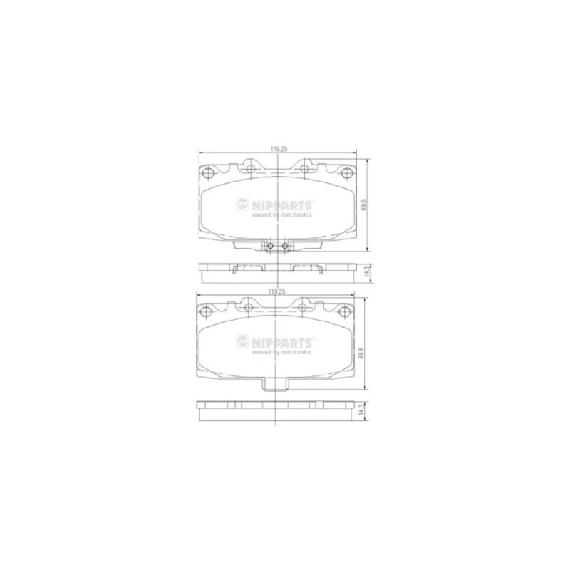 Jeu de 4 plaquettes de frein avant NIPPARTS N3607022