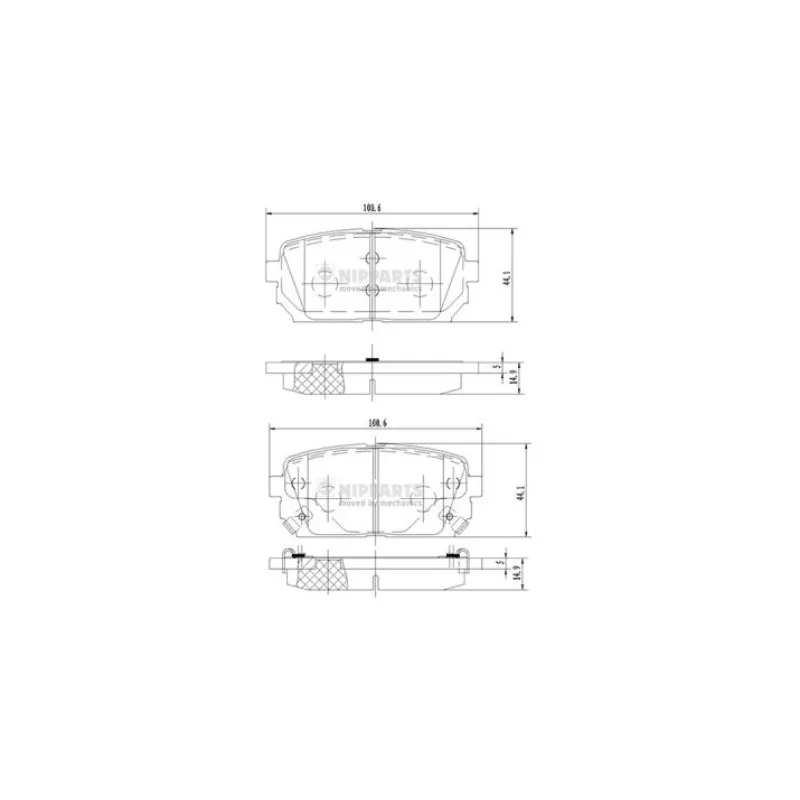 Jeu de 4 plaquettes de frein arrière NIPPARTS N3610309