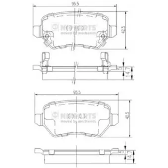 Jeu de 4 plaquettes de frein arrière NIPPARTS N3610310