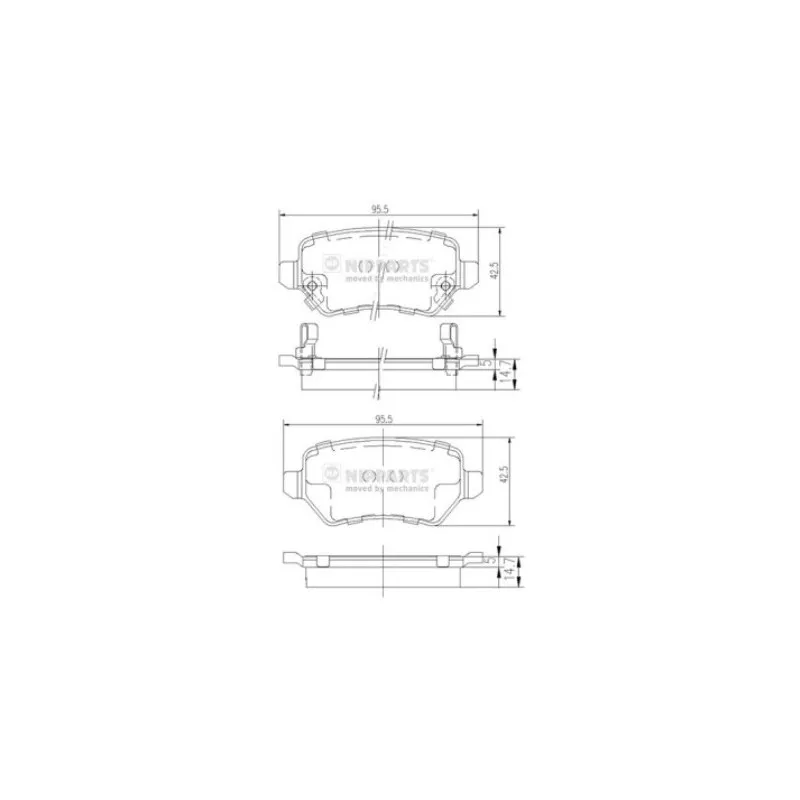 Jeu de 4 plaquettes de frein arrière NIPPARTS N3610310