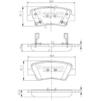 Jeu de 4 plaquettes de frein arrière NIPPARTS N3610311