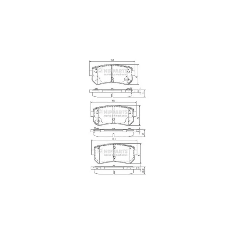 Jeu de 4 plaquettes de frein arrière NIPPARTS N3610313