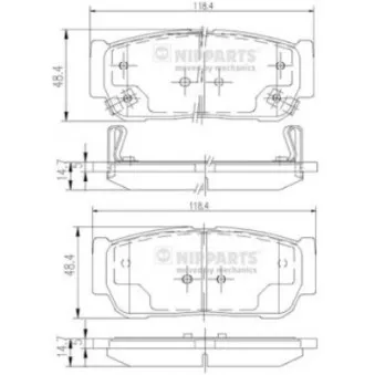 Jeu de 4 plaquettes de frein arrière NIPPARTS N3610402