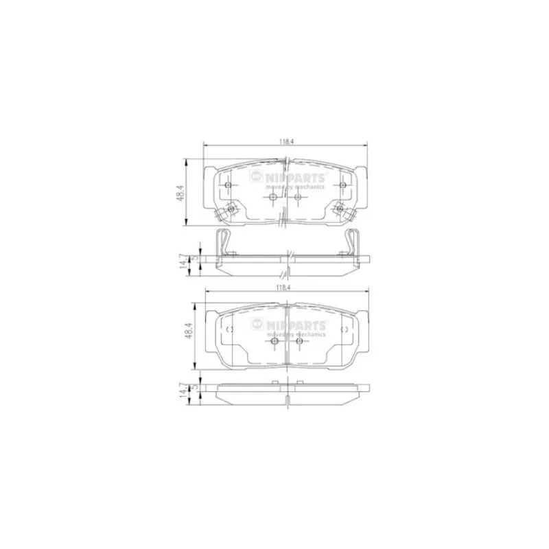 Jeu de 4 plaquettes de frein arrière NIPPARTS N3610402