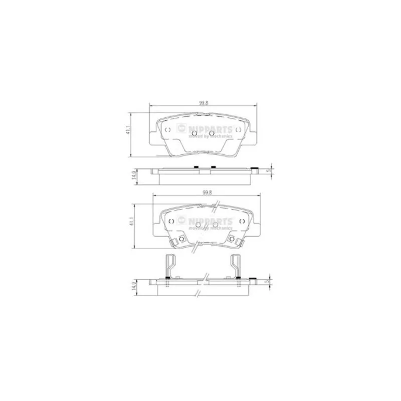 Jeu de 4 plaquettes de frein arrière NIPPARTS N3610519