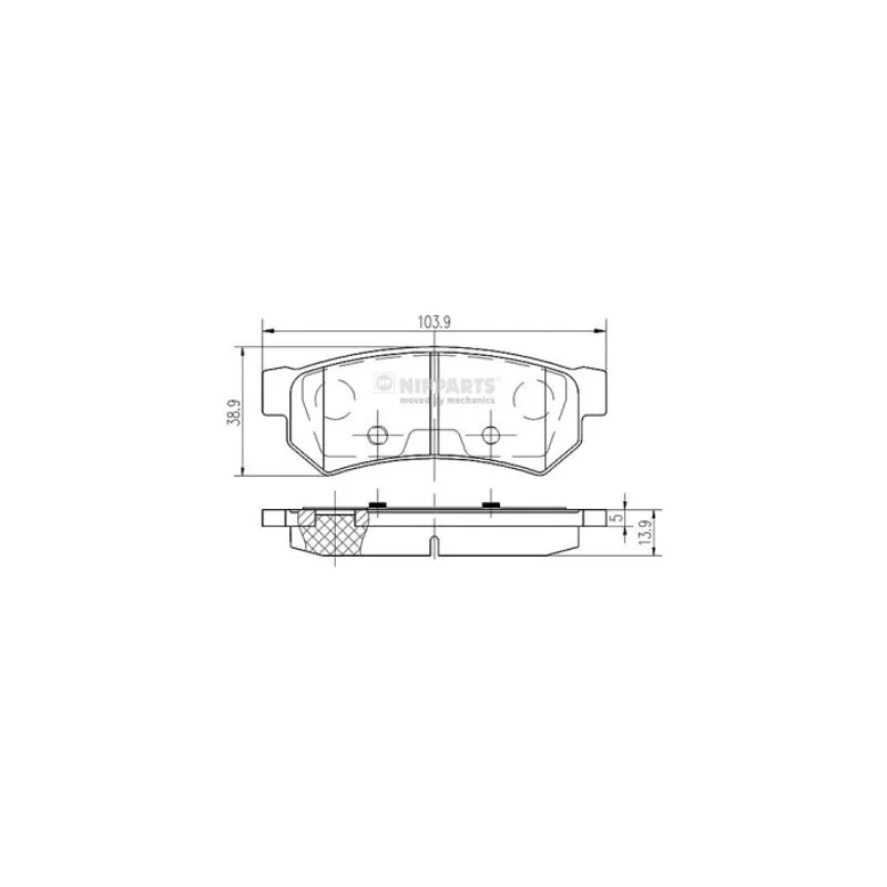Jeu de 4 plaquettes de frein arrière NIPPARTS N3610907