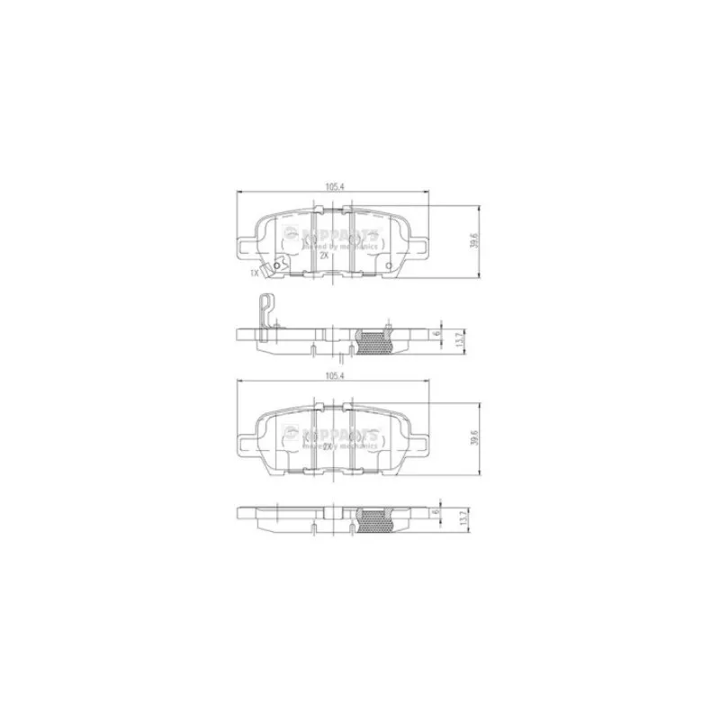Jeu de 4 plaquettes de frein arrière NIPPARTS N3611051
