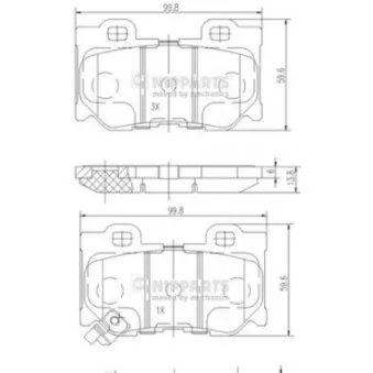 Jeu de 4 plaquettes de frein arrière NIPPARTS N3611053