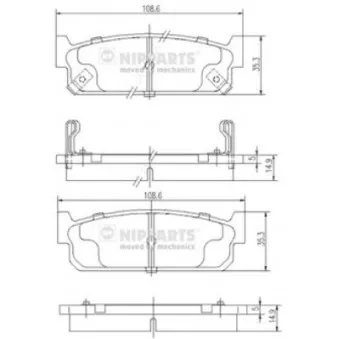 Jeu de 4 plaquettes de frein arrière NIPPARTS N3611055