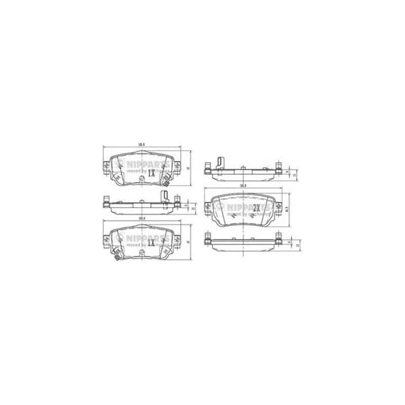 Jeu de 4 plaquettes de frein arrière NIPPARTS N3611060