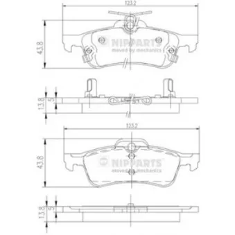 Jeu de 4 plaquettes de frein arrière NIPPARTS N3612036