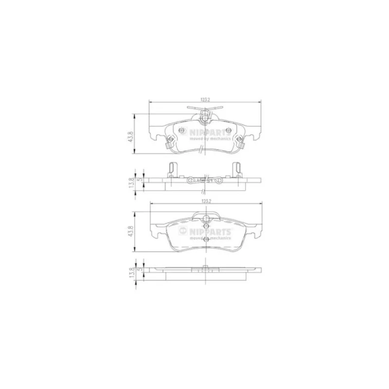 Jeu de 4 plaquettes de frein arrière NIPPARTS N3612036