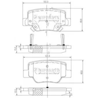 Jeu de 4 plaquettes de frein arrière NIPPARTS N3612040