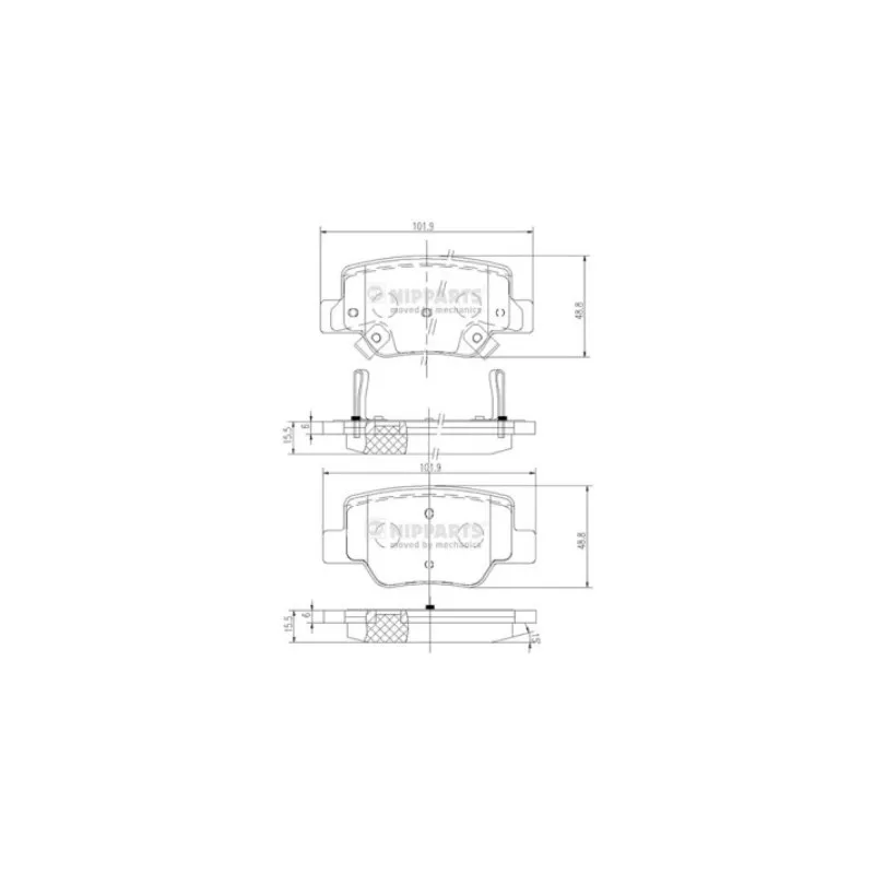 Jeu de 4 plaquettes de frein arrière NIPPARTS N3612040
