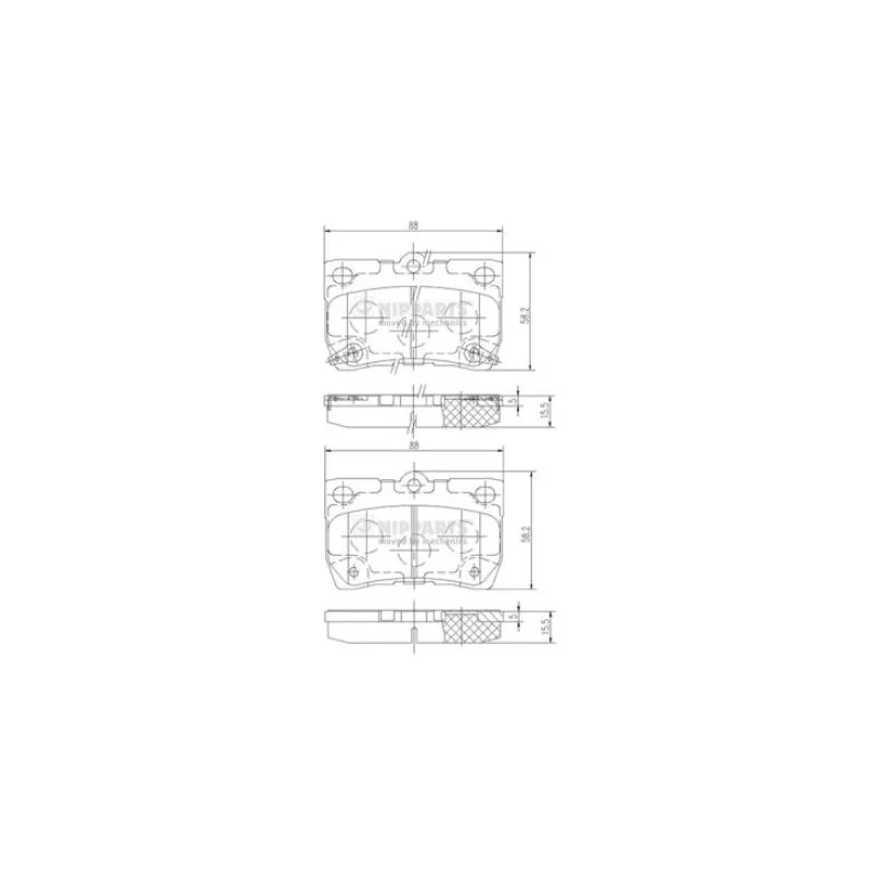 Jeu de 4 plaquettes de frein arrière NIPPARTS N3612041