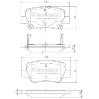 Jeu de 4 plaquettes de frein arrière NIPPARTS N3612042