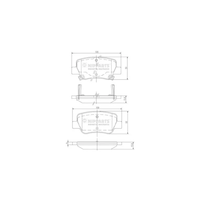 Jeu de 4 plaquettes de frein arrière NIPPARTS N3612042