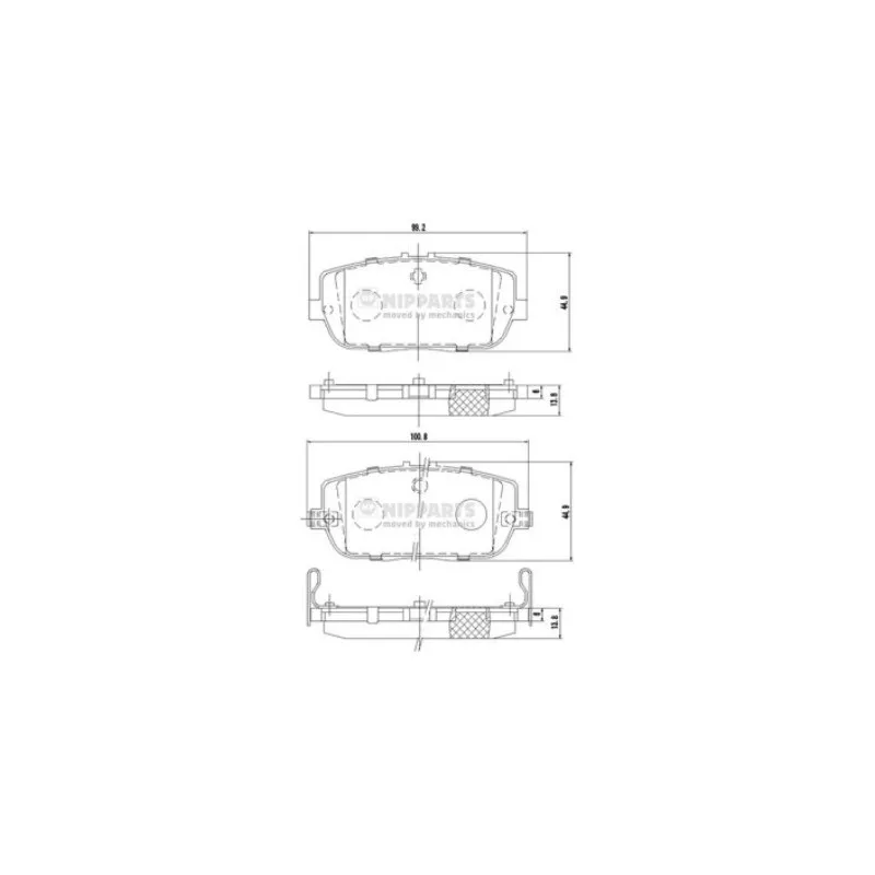 Jeu de 4 plaquettes de frein arrière NIPPARTS N3613021