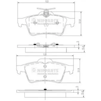 Jeu de 4 plaquettes de frein arrière NIPPARTS N3613022