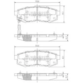 Jeu de 4 plaquettes de frein arrière NIPPARTS N3613023