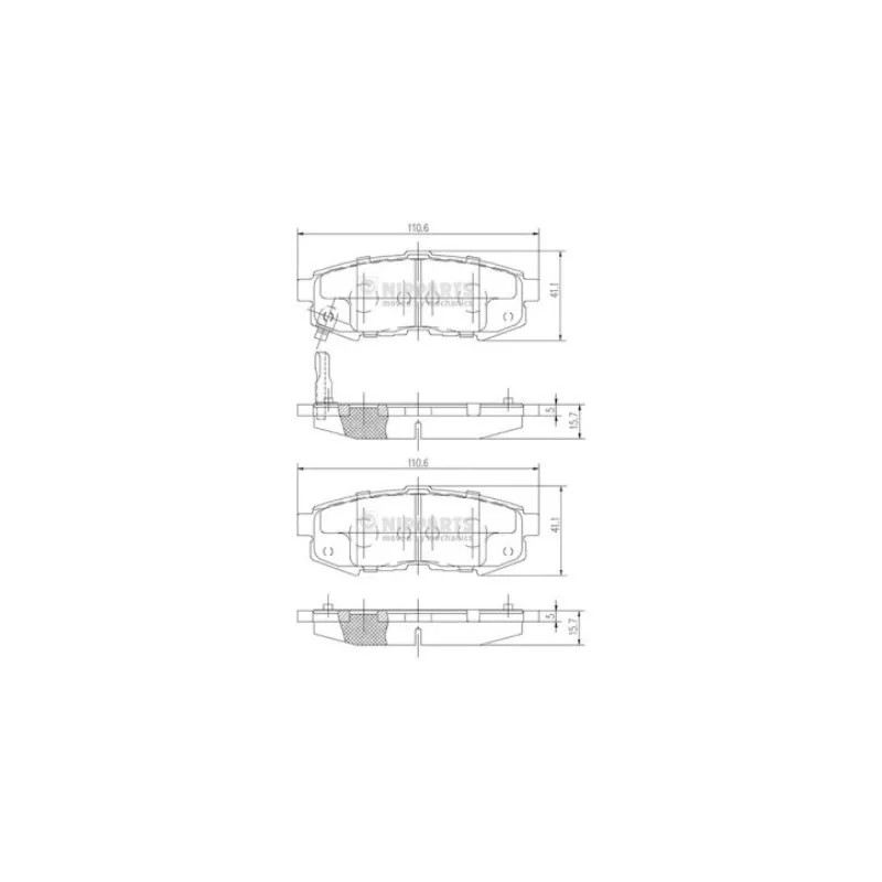 Jeu de 4 plaquettes de frein arrière NIPPARTS N3613023