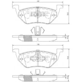 Jeu de 4 plaquettes de frein arrière NIPPARTS N3613025
