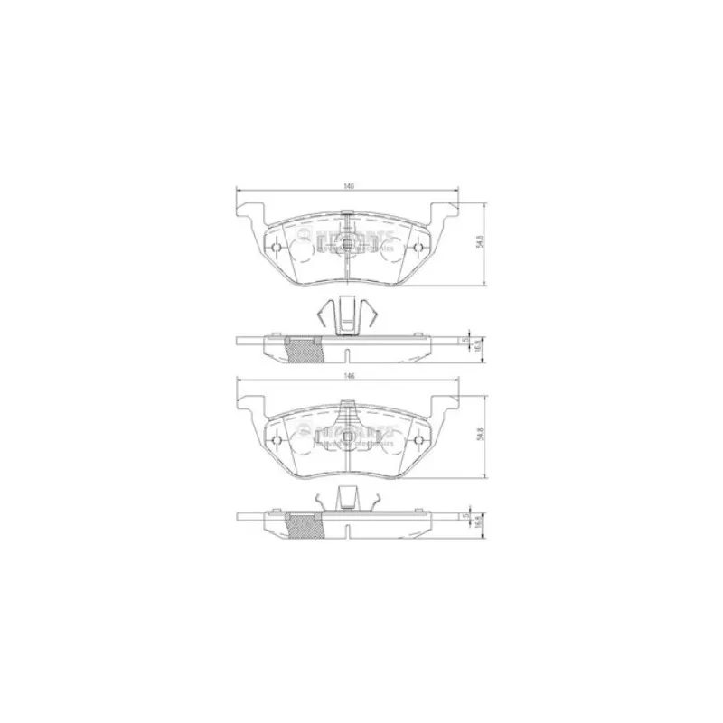 Jeu de 4 plaquettes de frein arrière NIPPARTS N3613025