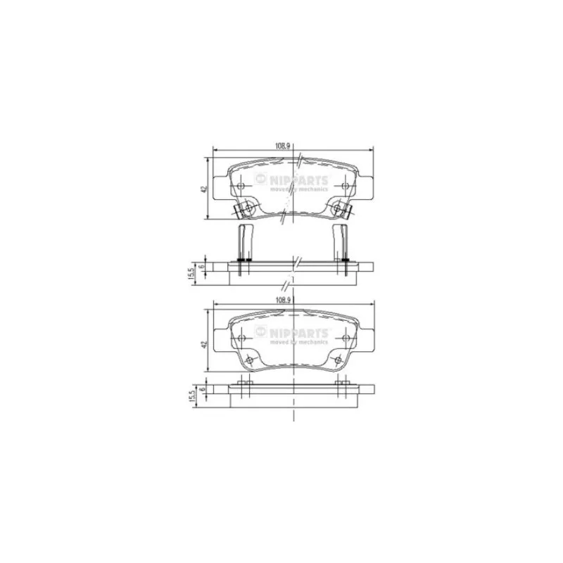 Jeu de 4 plaquettes de frein arrière NIPPARTS N3614019
