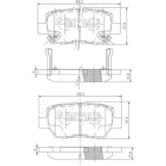 Jeu de 4 plaquettes de frein arrière NIPPARTS N3614021