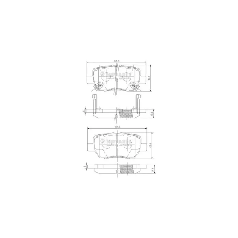 Jeu de 4 plaquettes de frein arrière NIPPARTS N3614021