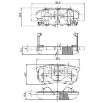 Jeu de 4 plaquettes de frein arrière NIPPARTS N3615015