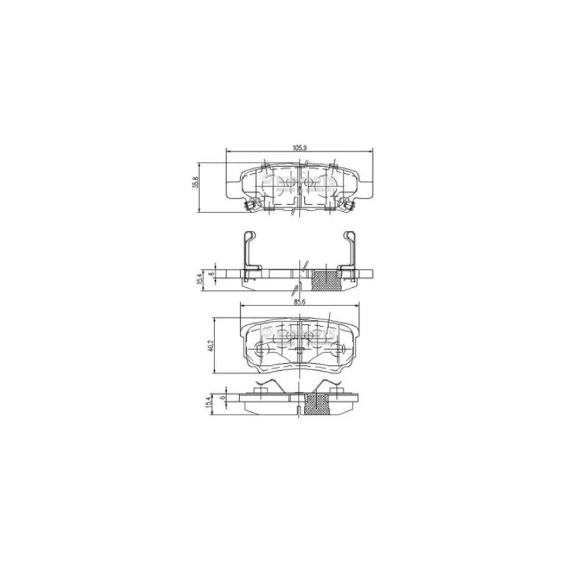 Jeu de 4 plaquettes de frein arrière NIPPARTS N3615015