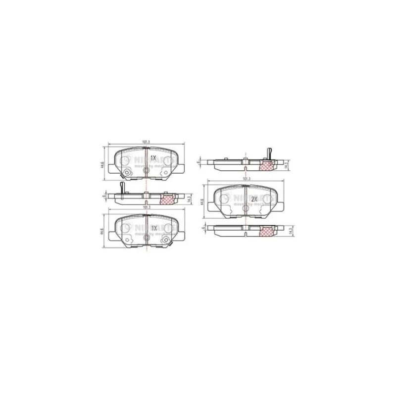 Jeu de 4 plaquettes de frein arrière NIPPARTS N3615017