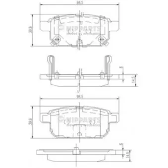 Jeu de 4 plaquettes de frein arrière NIPPARTS N3618002
