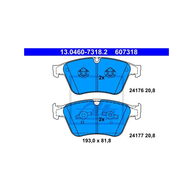 Jeu de 4 plaquettes de frein avant ATE 13.0460-7318.2
