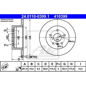 Jeu de 2 disques de frein arrière ATE